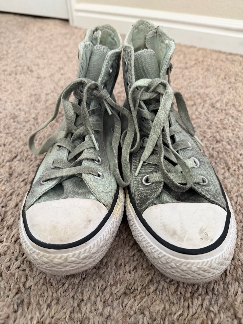 Converse High-Top Sneakers in Faded Sage Green
